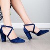 Sina - Dark Blue Velvet Criss Cross Heels | Forever & Always Shoes - 2 of 4