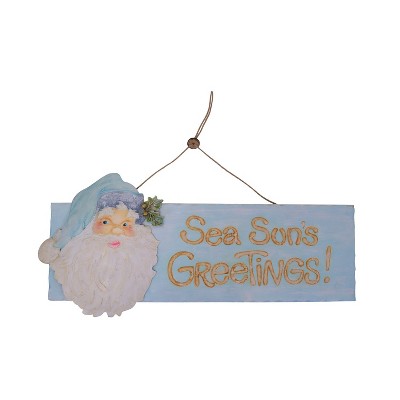 Beachcombers 19.5" Wood Santa Sea Sun's Greetings Sign