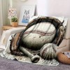 Lomsoe Vintage Baseball Theme Print Flannel Blanket - All Seasons Soft and Warm Throw Blanket for Bed, Napping, Camping, Travel, Office - 3 of 4