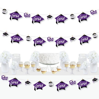 Big Dot of Happiness Purple Grad - Best is Yet to Come - 2022 Purple Graduation Party DIY Decorations - Clothespin Garland Banner - 44 Pieces