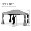 Aoodor Outdoor Aluminum Gazebo with Privacy Curtains and Netting, Grey Canopy Shelter for Patio, Garden, Yard, and Lawn - 3 of 4