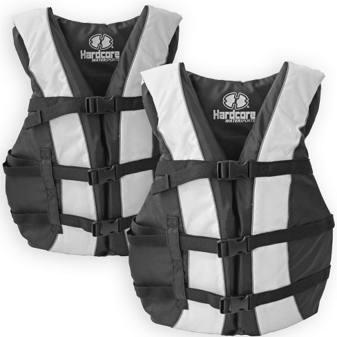 Hardcore life jacket 2 pack paddle vest for adults; Coast Guard approved  Type III PFD life vest flotation device; Jet ski, wakeboard, hardshell kayak