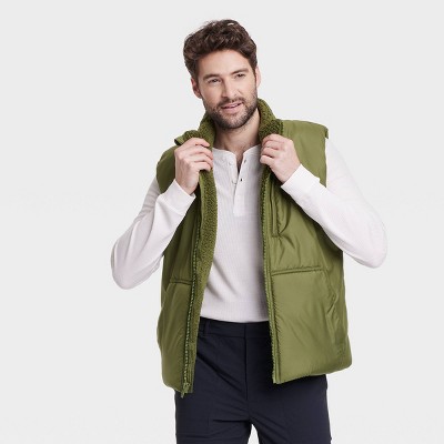 Green tartan boho Men's store Puffer Vest