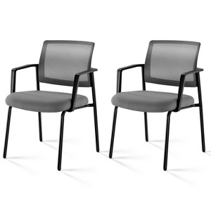 FONTOI Arm Chairs, Upholstered Stacking Chairs with Breathable Mesh Backrest, Stackable Chairs for Home Office, Black, 24.2"*33"*24.2" - 1 of 4