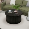 SEVOBAL End Table Modern Flip Top Accent with Sturdy Iron Frame and Adjustable Feet Mats for Apartment and Office, Black, 35.65"*33.47"*4.93" - 2 of 4