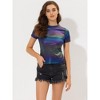 Allegra K Women's Party Metallic Short Sleeve Textured Shiny T-shirts - 2 of 4