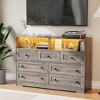 7 Drawer Dresser for Bedroom with LED Lights, Wooden Chest of Drawers with 2 Open Compartments and Charging Station for Closet, Entryway - 3 of 4