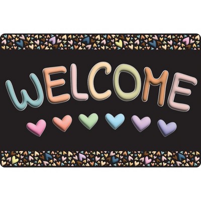 Ashley Productions® Smart Poly™, The Original Fun Mat™, Welcome Mat, 15.5" x 23.5", Pastel Hearts, Welcome