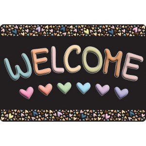 Ashley Productions® Smart Poly™, The Original Fun Mat™, Welcome Mat, 15.5" x 23.5", Pastel Hearts, Welcome - 1 of 1