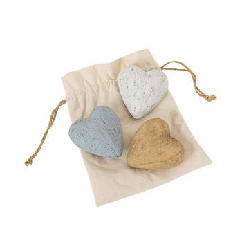 Set of 3 Decorative Hearts Wood, Fabric & Jute by Foreside Home & Garden