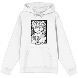 Seven Deadly Sins Manga Meliodas Character Art Long Sleeve White Adult Hooded Sweatshirt - 1 of 3