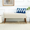 Modern Upholstered Entryway Bench with Geometric Armrests Bedroom Bench with Rubber Wood Legs for Living Room or End of Bed-LAOTIES - 2 of 4