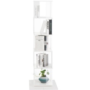 Lirago,19.68"L*19.68"W*63"H, 5-Tier Rotating Bookshelf with Acrylic Shelves & Anti-Tip Base - Multi-Functional Storage for Living Room,White - 1 of 4