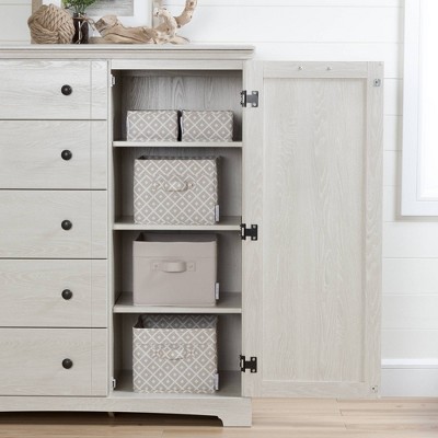 Winter Oak Cottage 5-Drawer Dresser with Door and Shelves