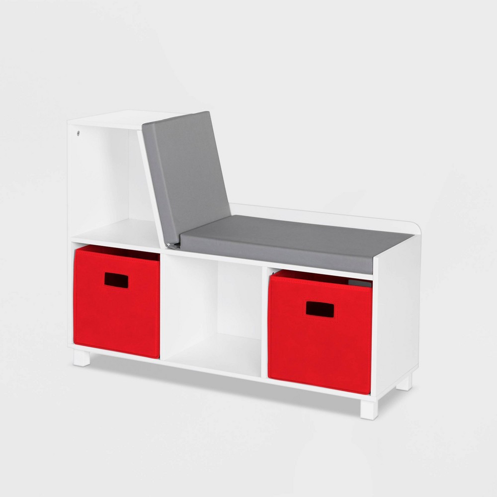 Photos - Chair Kids' Book Nook Collection Cubby Storage Bench with 2 Bins Red - RiverRidg