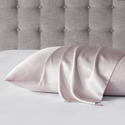 Standard Pink Silk Pillowcase with Zipper Closure