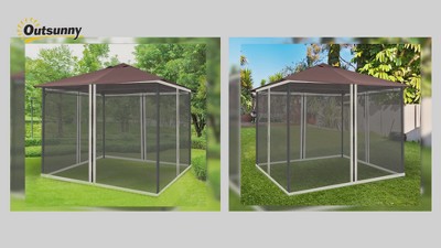 Beige Outdoor Polyester Mesh Sidewall Netting for Gazebos