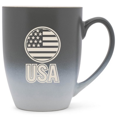 100 North United States of America 10 Ounce Gray and White Two Toned Ombre, Comfortably Fits Your Hands, Ceramic Tea Coffee Cup Mug, USA