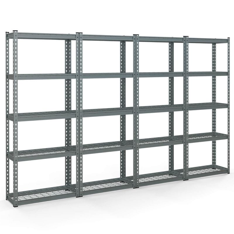 Tangkula 4 PCS 5-Tier Metal Shelving Unit Heavy Duty Wire Storage Rack with Anti-slip Foot Pads, 1 of 11