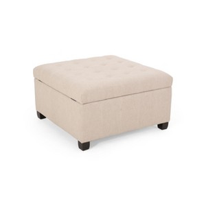 NicBex Modern 31" Square Storage Ottoman Wood Footstools with Button Tufted Top for Bedroom and Living Room - 1 of 4