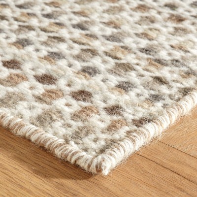 Natural Handwoven Wool Area Rug with Stripes, 5' x 8'