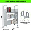 Garvee 200LBS Book Cart, 30x14x49 V-Shaped Rolling Library Cart with 4 Inch Lockable Wheels for Libraries, Offices, Home Shelves, and Schools - 3 of 4