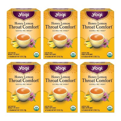 Yogi Tea - Honey Lemon Throat Comfort (6 Pack) - Soothes the Throat - 96 Tea Bags