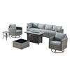 Ovios Venice 9pc Wicker Outdoor Patio Furniture Set Conversation Sofa with a Metal Fire Pit, Swivel Chairs and Cushions - 2 of 4
