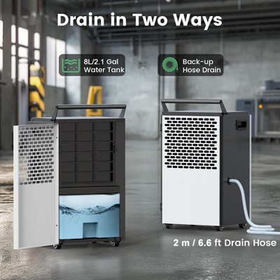 Waykar 190 Pint Black and White Commercial Dehumidifier with Digital Controls