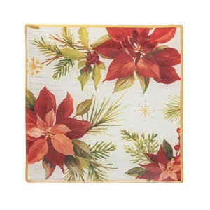 Gallerie II Poinsettia Christmas Slump Glass Platter - 1 of 3