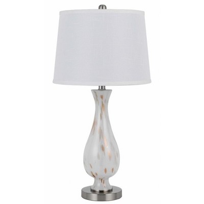Cal Lighting 150W 3 Way Abinger Glass Table lamp with hardback Fabric Shade (Sold in Pairs)