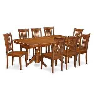 Kitchen Dining Set 9 Piece Table & Chairs - Saddle Brown Cottage Style - 1 of 4