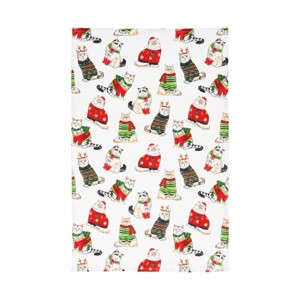 C&F Home 27" x 18" Christmas Holiday All Over Print Cats in Sweaters Printed Cotton Kitchen Dish Towel - 1 of 3