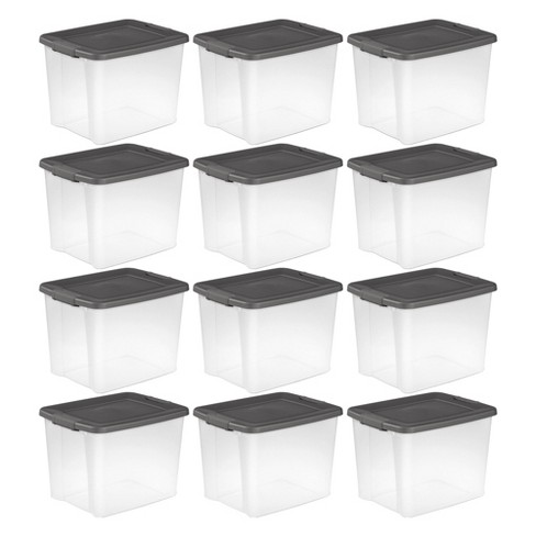 19 qt. Plastic Stackable Storage Bins for Pantry in Gray (4-Pack)