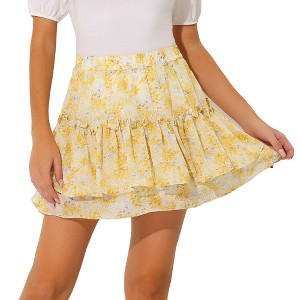 INSPIRE CHIC Women's Summer Floral Tiered Ruffle Cute Mini Skirt - 1 of 4
