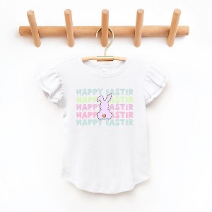 The Juniper Shop Pastel Happy Easter Stacked Toddler Flutter Sleeve Tee - 1 of 2