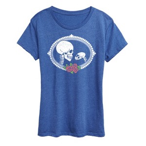 Women's - Instant Message - Human And Cat Skull Short Sleeve Graphic T-Shirt - 1 of 4