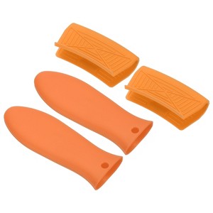 Unique Bargains Silicone Frying Cookware Pan Pot Handle Holders 4 Pcs - 1 of 4