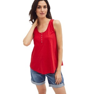ellos Women's Plus Size Knit Henley Tank - 1 of 4
