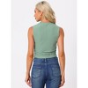 Allegra K Women's Sleeveless Mock Neck Slim Fit Side Ruched Eyelet Crop Summer Tank Top - 3 of 4