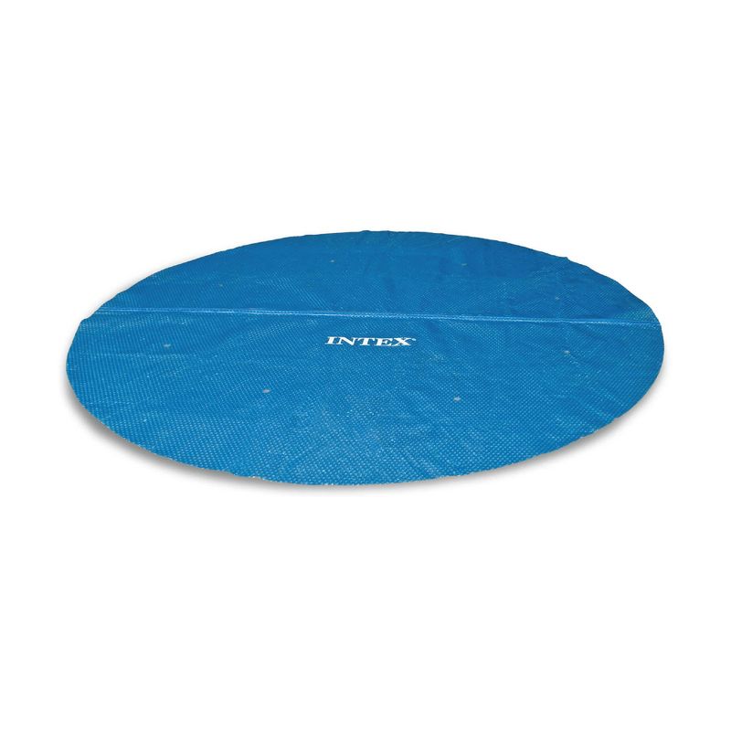 Intex 12-Foot Round Above Ground Swimming Pool Solar Cover Tarp with Drain Holes and Carrying Bag for Easy Set or Metal Frame Pools, Cover Only, Blue, 1 of 7