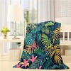 1pc Tropical Leaves Pattern Flannel Blanket, Lightweight, Warm Cozy All Season Throw for Sofa, Bed, or Travel, Christmas Gifts. - 3 of 4
