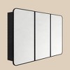 TEHOME Triple Door Bathroom Medicine Cabinet with Mirror, Black Metal Frame, Soft Close, Adjustable Glass Shelves, Surface & Recessed Mounted - 2 of 4