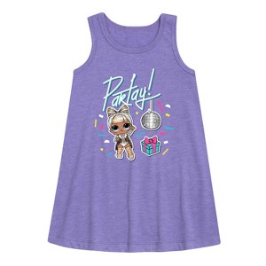 Girls' - LOL Surprise! - Partay with Kitty Queen Graphic Sleeveless Aline Dress - 1 of 2
