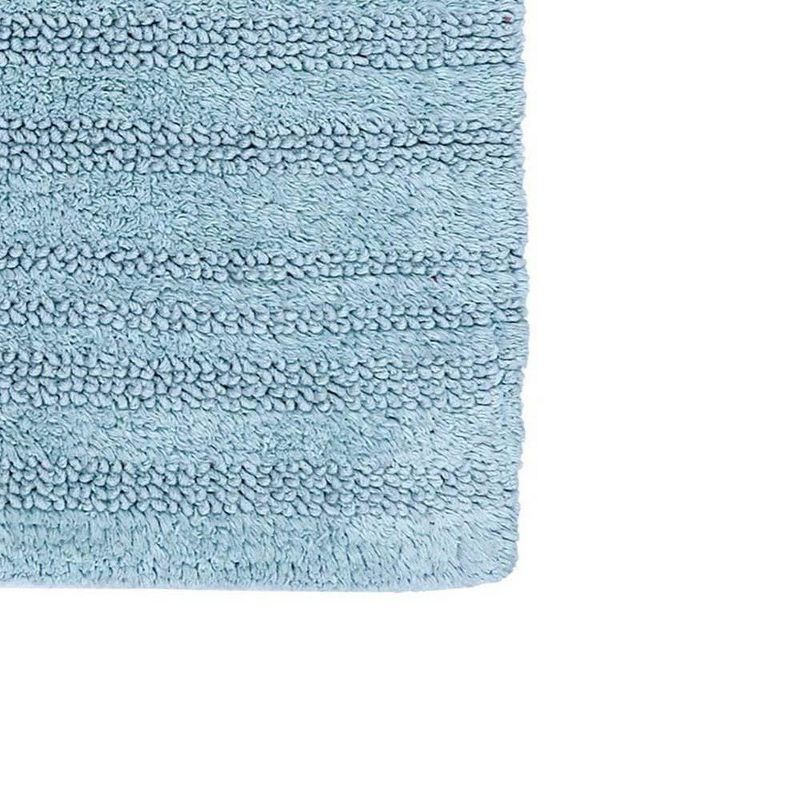 Knightsbridge Luscious Textured Striped All Season Soft Plush Cotton Reversible & Soft Bath Rug Light Blue, 2 of 4