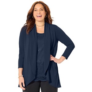 Catherines Women's Plus Size Lace Embellished Duet Top - 1 of 4