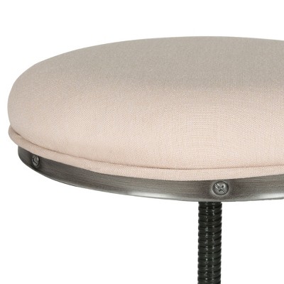 Transitional Beige and Black Adjustable Swivel Stool with Wood and Metal