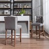 Garvee Wood Legs Nailhead-Trim Tufted Armless High Back Dining Chairs Velvet Upholstered Bar Stools for Restaurant Living Room Kitchen, Set of 2 Pcs - 3 of 4