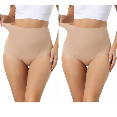 Allegra K Women's High Waisted Light Breathable Control Panties 2 Packs