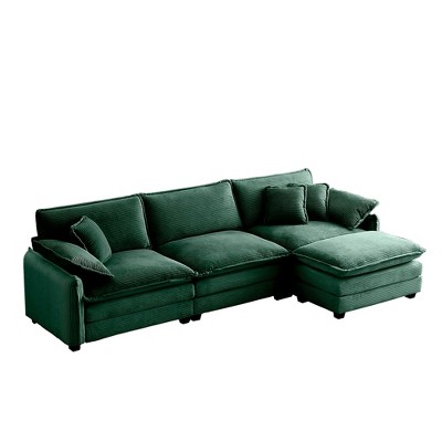 NicBex L-Shaped Corduroy Sectional Sofa,3-seater Couch with Ottoman for Living Room,Apartment,Office